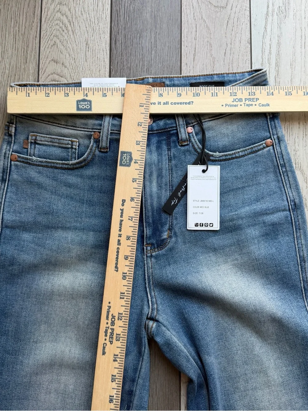 Judy Blue Medium Wash Boot Cut Jeans Long Inseam size 7/28 - Picture 5 of 5